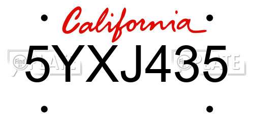 5YXJ435 California License Plate