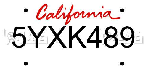 5YXK489 California License Plate