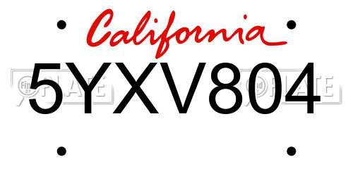 5YXV804 California License Plate