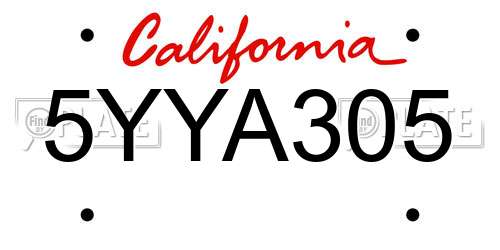 5YYA305 California License Plate