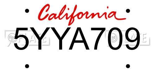 5YYA709 California License Plate