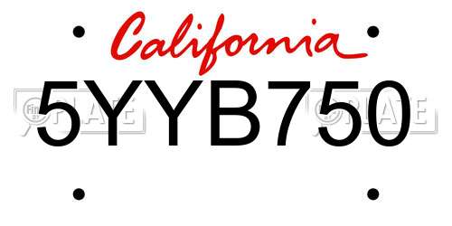 5YYB750 California License Plate