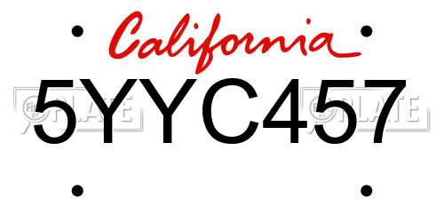 5YYC457 California License Plate