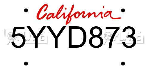 5YYD873 California License Plate