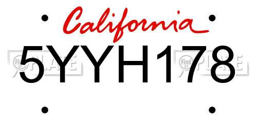 5YYH178 California License Plate
