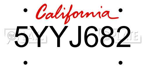 5YYJ682 California License Plate