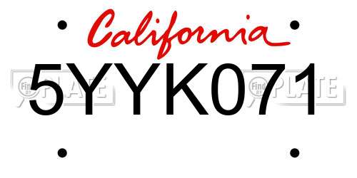 5YYK071 California License Plate