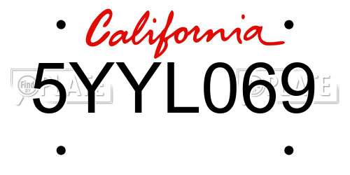 5YYL069 California License Plate