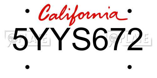 5YYS672 California License Plate