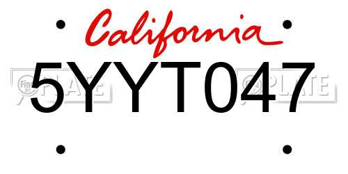 5YYT047 California License Plate