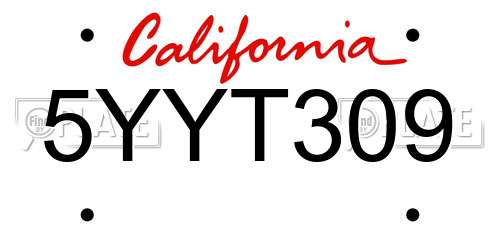 5YYT309 California License Plate