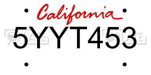 5YYT453 California License Plate