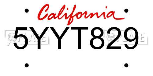 5YYT829 California License Plate