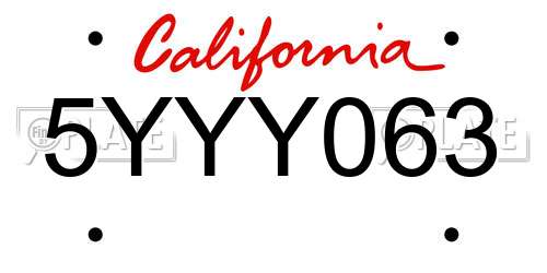 5YYY063 California License Plate