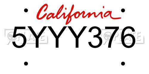 5YYY376 California License Plate