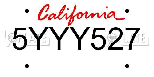 5YYY527 California License Plate