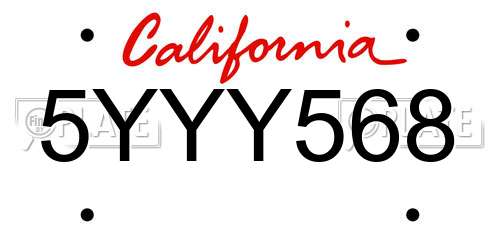 5YYY568 California License Plate