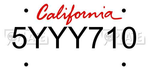 5YYY710 California License Plate