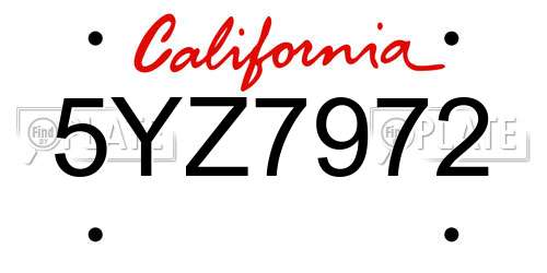 5YZ7972 California License Plate