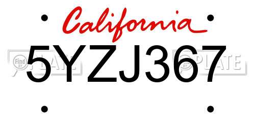 5YZJ367 California License Plate