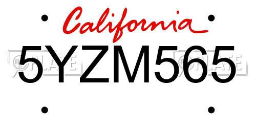 5YZM565 California License Plate