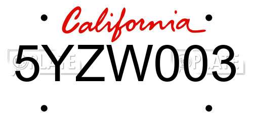 5YZW003 California License Plate
