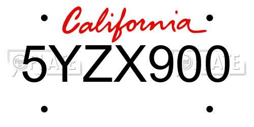 5YZX900 California License Plate