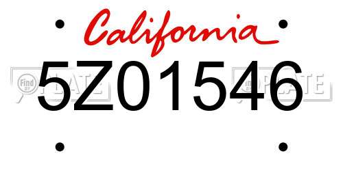5Z01546 California License Plate