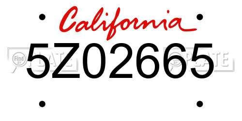 5Z02665 California License Plate
