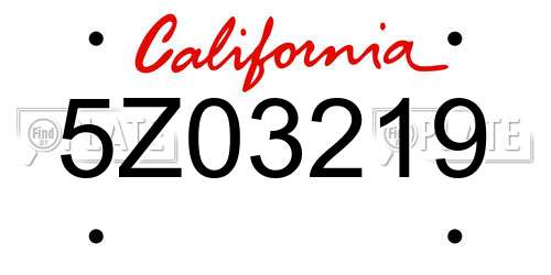 5Z03219 California License Plate