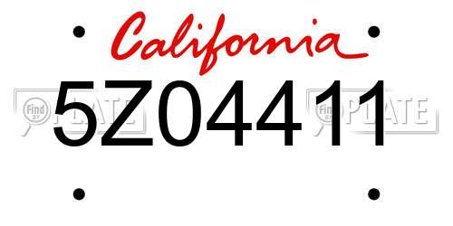 5Z04411 California License Plate