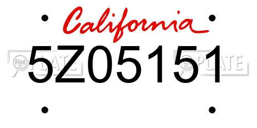 5Z05151 California License Plate