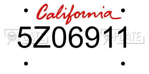 5Z06911 California License Plate