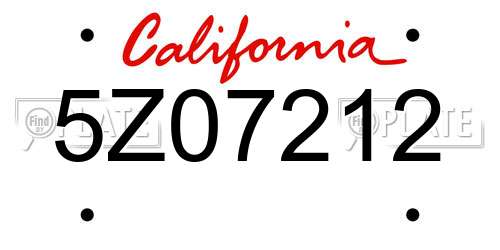5Z07212 California License Plate