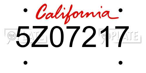 5Z07217 California License Plate