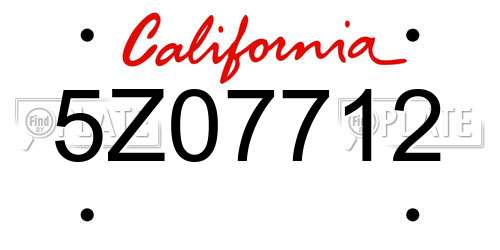5Z07712 California License Plate