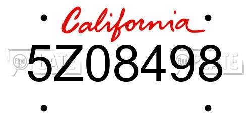 5Z08498 California License Plate