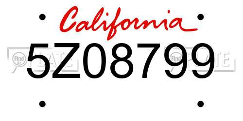 5Z08799 California License Plate