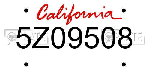 5Z09508 California License Plate