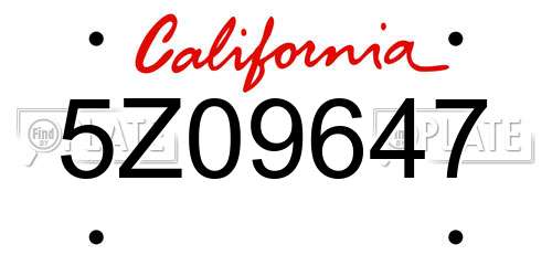 5Z09647 California License Plate