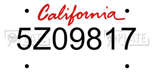 5Z09817 California License Plate