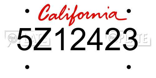5Z12423 California License Plate