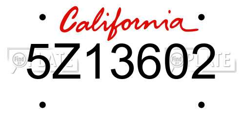 5Z13602 California License Plate