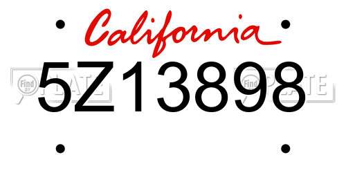 5Z13898 California License Plate
