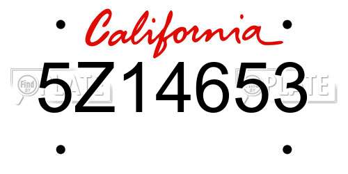 5Z14653 California License Plate