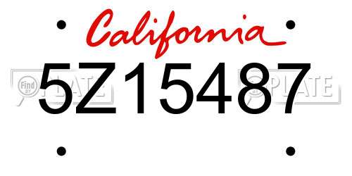 5Z15487 California License Plate