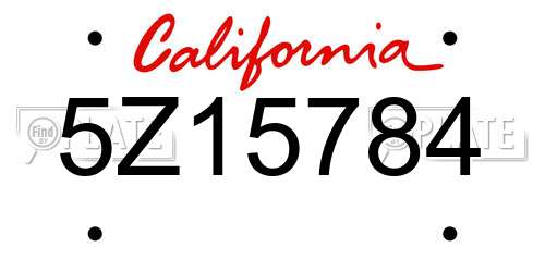 5Z15784 California License Plate