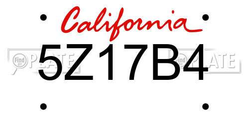 5Z17B4 California License Plate
