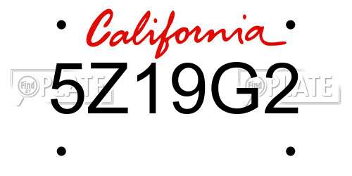 5Z19G2 California License Plate