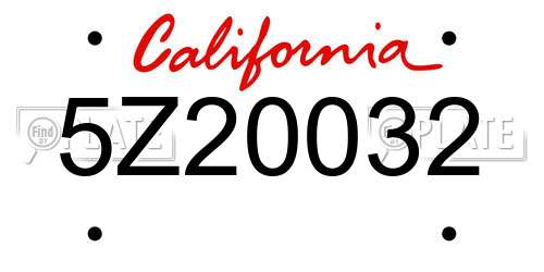 5Z20032 California License Plate